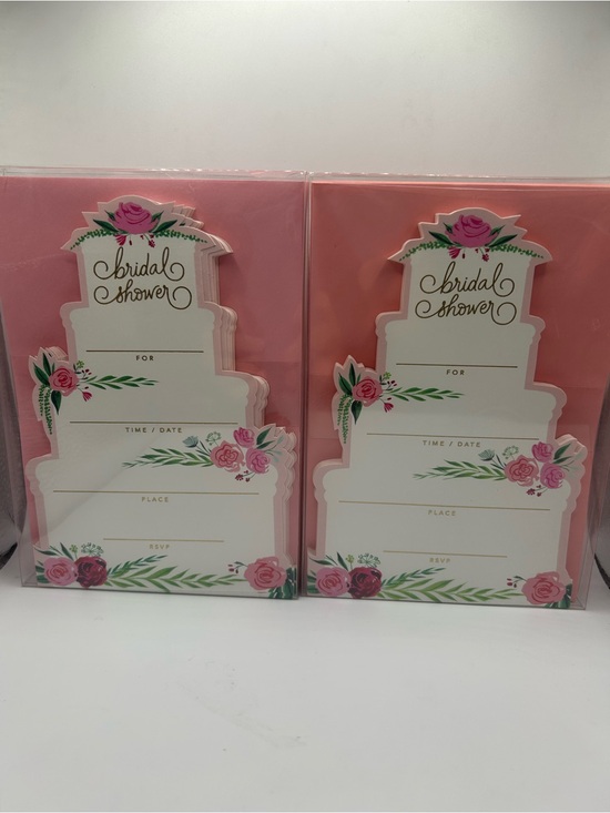 Hallmark Other - Bridal Shower Cake-Shaped Invitations with Pink Floral Design - 2 sets of 20! 🌹